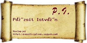 Pázsit István névjegykártya